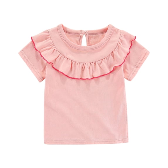Girls T Shirts Toddler Kids Fashion Cute Solid Color Flounce Soft Sleeveless Bottom Pink 6 Months