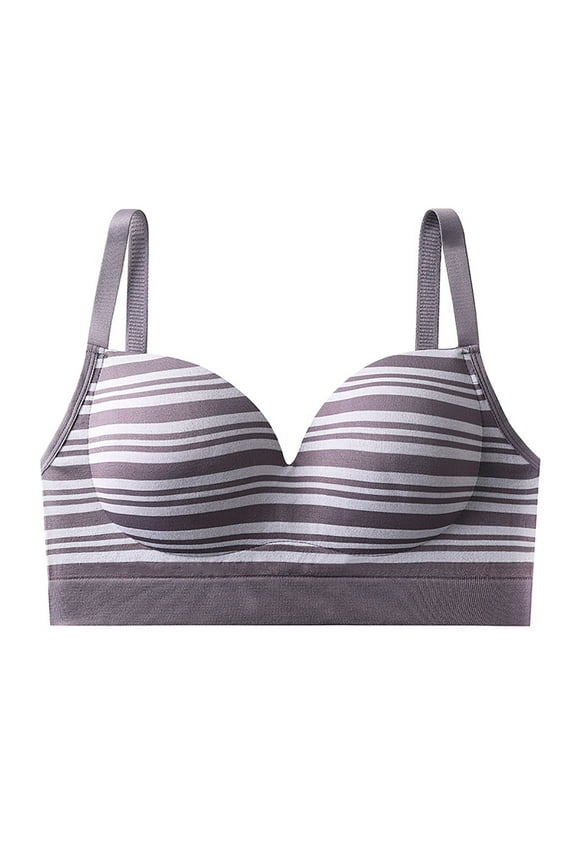 Support Bra for Teens Wireless Breathable Striped Comfort Light Push Up Everyday Wear