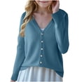 thumbnail image 1 of IFNWSV Sweaters for Teens Unisex Solid V-Neck Long Sleeve Button Down Knit Cardigan for Fall Winter Layer Knit, 1 of 5