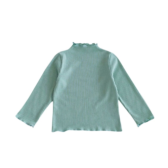 IFNWSV T Shirts for Boys Solid Long Sleeve Crewneck Soft Cotton Pullover Classic Top for Daily School Wear Green 1-2 Years