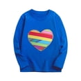 thumbnail image 1 of IFNWSV Tops for Girls Long Sleeve Crewneck Heart Print Pullover Top Casual Blouse Tee for Girls Blue 7 Years, 1 of 5