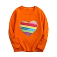 thumbnail image 1 of IFNWSV Tops for Girls Long Sleeve Crewneck Heart Print Pullover Top Casual Blouse Tee for Girls Orange 7 Years, 1 of 5