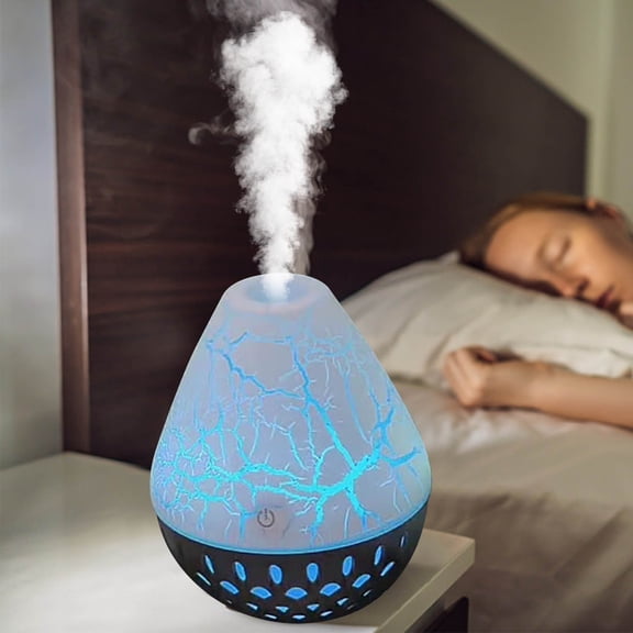 IFNWSV USB Colorful Lamp Wood Grain Crack Humidifier Aromatherapy Machine Ornament,200ml