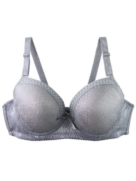 Underwire Lace Bras for Women Thin Lifting Support Push Up Full Coverage Daily Comfort Bra Silver 38BC