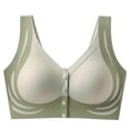 thumbnail image 1 of IFNWSV Wireless Bras for Women Plus Size Front Closure Thin Breathable Push Up Adjustable Full Coverage Bra Green 44D, 1 of 5