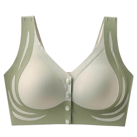 IFNWSV Wireless Bras for Women Plus Size Front Closure Thin Breathable Push Up Adjustable Full Coverage Bra Green 44D