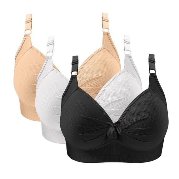 IFNWSV Women's Wireless Bra 3 Pack, Solid Color Seamless Everyday Bra, Comfort Full Coverage T-Shirt Bra for Daily Use