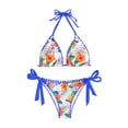 thumbnail image 1 of IFNWSV Womens Bikini Set 2 Piece Print Push Up Halter Neck Triangle Top with Tie Sides Bottoms Blue S, 1 of 5