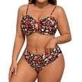 thumbnail image 1 of IFNWSV Womens Bikini Swimwear Plus Size Print Floral Cutout Bandeau Strapless Top with Brief Bottoms Black 2XL, 1 of 7