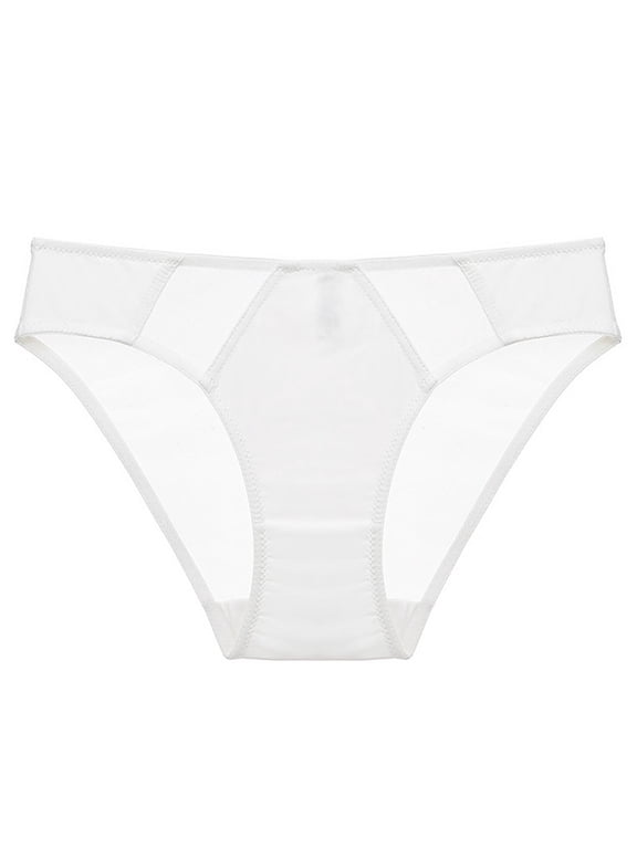 Womens Lace Underwear Low Rise French Sheer Mesh See Through Cotton Crotch Lift Butt Bikini Panties White M