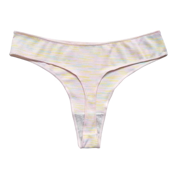 IFNWSV Womens Thong Underwear Low Rise Ribbed Breathable Stretch Panties for Women Comfort Fit Daily Wear Pink M