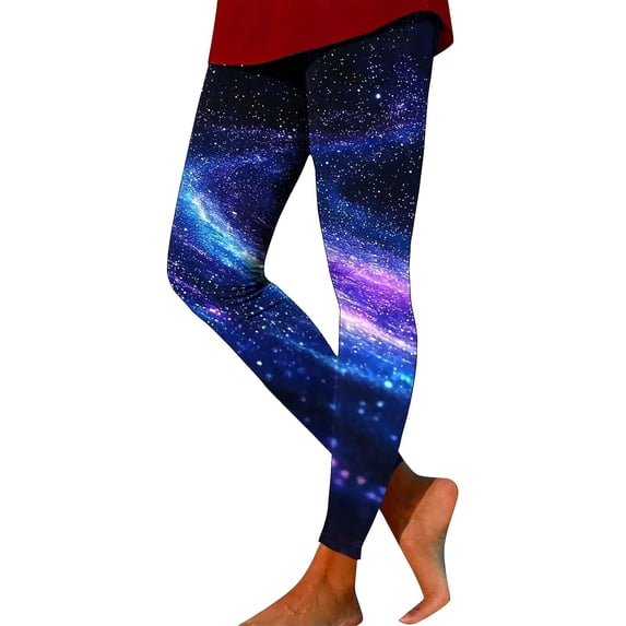 IFNWSV Yoga Pants Women High Waisted Tummy Control Star Print Stretchy Soft Comfort Gym Workout Athletic Pants Blue 2XL