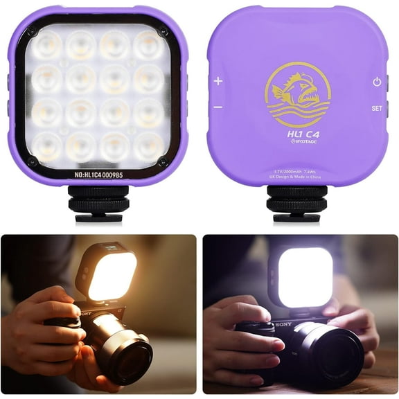 IFOOTAGE HL1 C4 LED Video Light, Handy RGBW On Camera Light, Portable Photography APP Control Magnetic Attraction Video Camera Light, CRI 95+/2700-10000K/2000mAh Rechargeable, Purple