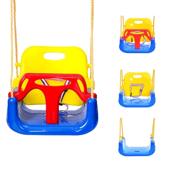IFOYO 3-in-1 Kids Swing Seat, Secure Swing Seat with High Back and T-Bar Detachable for Playground Outdoor, Loaded up to 120kg for 3-10 Years Kids, Blue