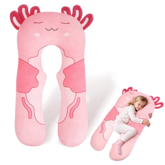 IFOYO Axolotl U Shaped Kids Body Pillow, 43" Minky Kids Full Body Pillow for Sleeping, Reading, ADHD & Anxiety Relieve,Kid Animal Cuddle Pillows Washable Cover Snuggle Fun Hug Gift for Boys & Girls