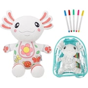 IFOYO Coloring Plush Toy, 5 Washable Markers Salamander Stuffed Animal Doll for Kids Ages 4-6, Birthday Gift for Nursery, Travel, Playtime