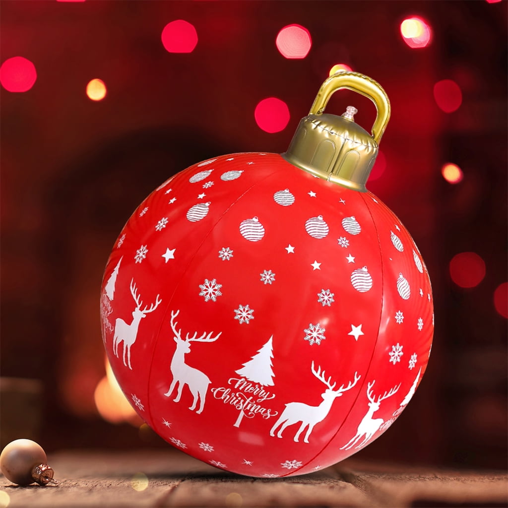 IFOYO Light Up PVC Inflatable Christmas Ball, 24 Inch Giant Outdoor ...