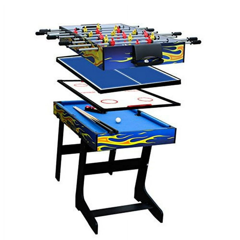 IFOYO Multi Function 4 in 1 Combo Folding Game Table, Steady Pool Table,  Hockey Table, Soccer Football Table, Table Tennis Table, Ideal, Birthday  Gift, 48in (Yellow Flame) 