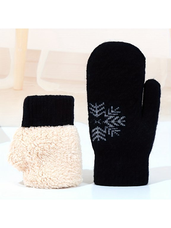 Winter New Yarn Snowflake and Velvet Thick Gloves for aldult, Autumn and Winter Warm Gloves Wholesale Christmas Gloves Cycling Outdoor