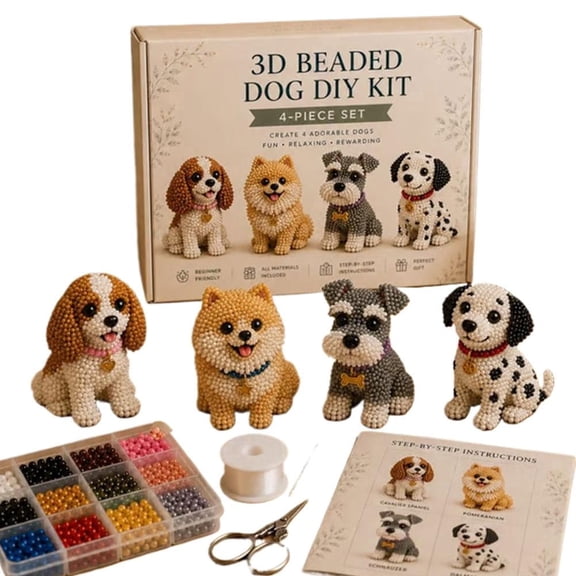 IFRINID 3D Beaded Dog DIY Craft Kit, Acrylic Bead Animal Making Set with Instructions for Beginners and Craft Lovers