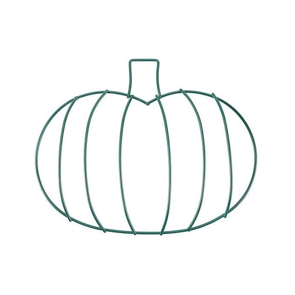 IFRINID 3d Pumpkin Shaped Wire Wreath Frame, Metal Diy Craft Base for Halloween Thanksgiving Fall Door Decor, Army Green, 10 X 7. 3 in