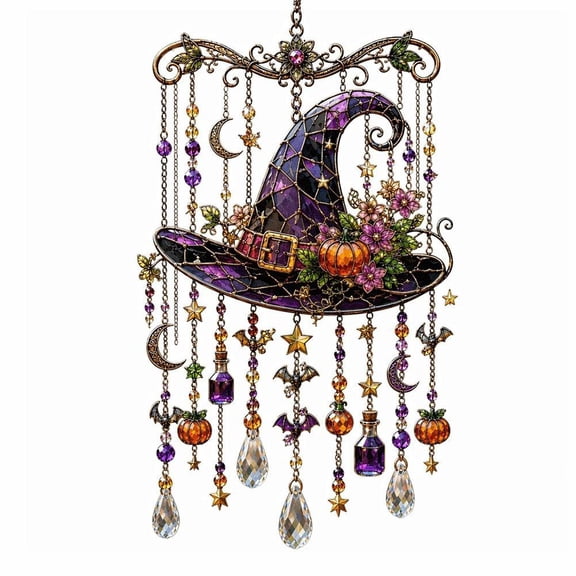 IFRINID Acrylic Halloween Wind Chime, Hanging Window and Porch Decoration for Fall Home and Garden Decor