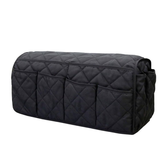 IFRINID Black Couch Armrest Organizer, 14-Pocket Quilted Sofa Storage Caddy with Cup Holder for Remote Controls and Magazines