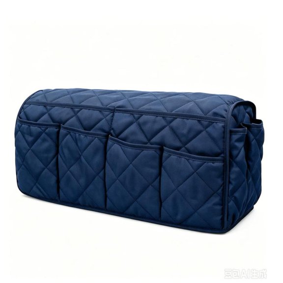 IFRINID Blue Couch Armrest Organizer, 14-Pocket Quilted Sofa Storage Caddy with Cup Holder for Remote Controls and Magazines