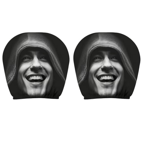 IFRINID Car Headrest Cover Set, 2 Piece Stretch Headrest Protectors with Mystery Portrait Print for Most Vehicles