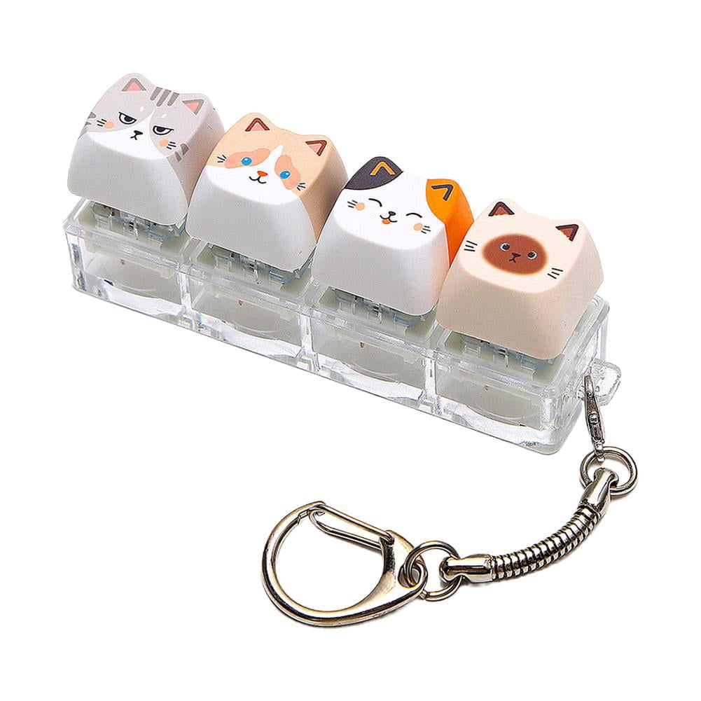 Fidget Button Key Chain IFRINID Cat Fidget Clicker Keychain, 4-Key Mechanical Switch Keypad ...
