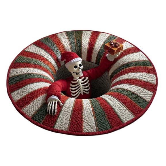 IFRINID Christmas 3D Illusion Area Rug, 31.5 Inch Round Velvet Holiday Floor Mat for Entryway, Fireplace and Home Decor