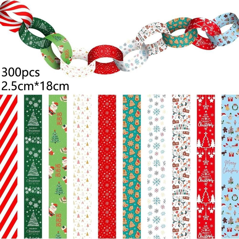 IFRINID Christmas Paper Chain Kit 300 pcs with 10 Patterns, Diy Paper ...