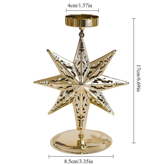 IFRINID Christmas Tea Light Candle Holder, 6.69 in Gold Iron Starburst Decorative Candle Stand for Holiday Table Decor