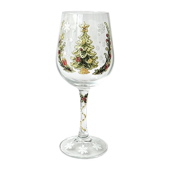 IFRINID Christmas Wine Glass, 6.50 Inch Festive Red Green Glass Goblet for Holiday Dinner, Party, Table Setting and Seasonal Decor