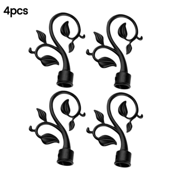 IFRINID Curtain Rod Finials, 4-Piece Set, Black Plastic Leaf Design, Fits 0. 87" Diameter Poles, Rustproof End Caps for Bedroom Living