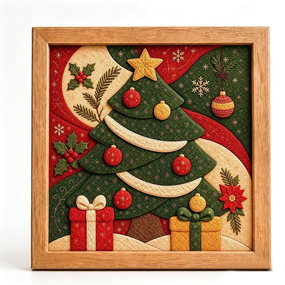 IFRINID DIY Christmas Fabric Art Kit, No-Sewing Holiday Craft with Wood Frame, 3D Christmas Wall Decor for Kids and Family Activities