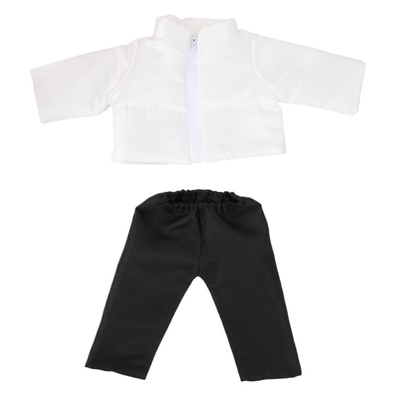 IFRINID Doll Clothes Set for 18 Inch Dolls-Plush Collar Zip-Up Jacket and Pants Outfit, Autumn Winter Casual Doll Clothing for Display