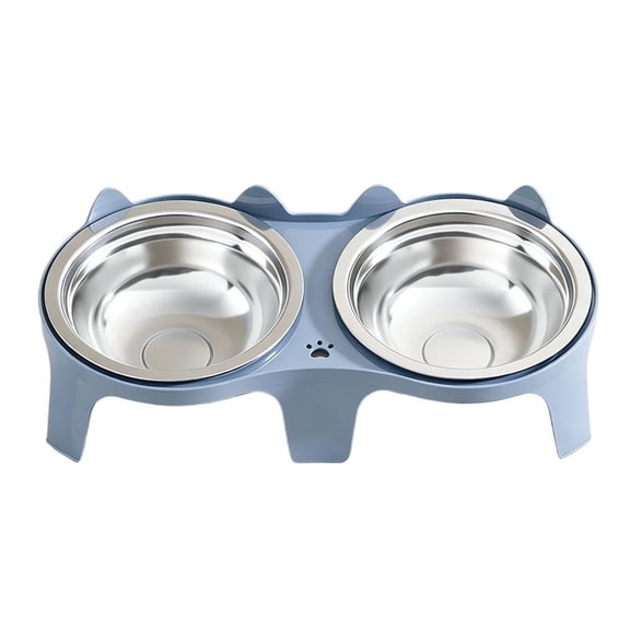 IFRINID Elevated Cat Feeding Station With 15-Degree Tilt, Steel Double Bowls and Pp Base for Indoor Cats in Small Apartments