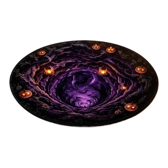 IFRINID Halloween 3D Illusion Floor Mat, Plush Velvet Round Rug with Spooky Design for Bedroom Entryway and Party Decor