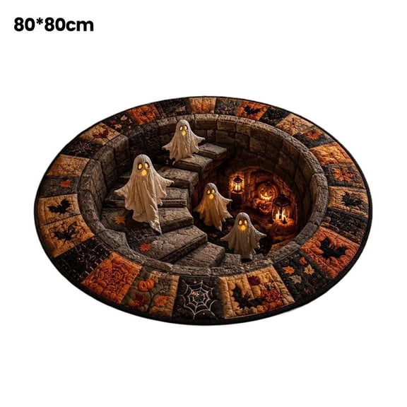 IFRINID Halloween Ghost 3d Optical Illusion Rug, Ultra-Thin Crystal Velvet Low-Pile Doormat, Slip-Resistant Entryway Floor Mat for Spooky