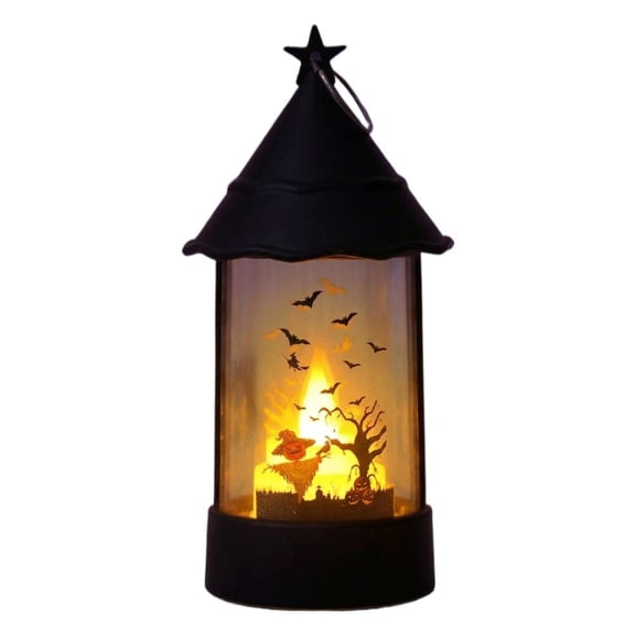 IFRINID Halloween Handheld Wind Lantern, Led Electronic Candle Pumpkin Light, Retro Castle Hanging Lantern, Holiday Party Prop Desktop