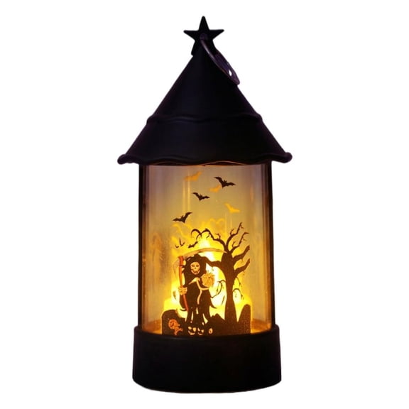IFRINID Halloween Led Wind Lantern, Retro Castle Pumpkin Light, Handheld Hanging Candle Decor for Holiday Party, Tabletop Ornament