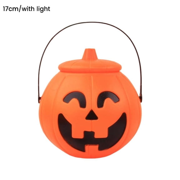 IFRINID Halloween Pumpkin Candy Bucket, Plastic Trick-or-Treat Basket with Handle for Kids and Holiday Decor