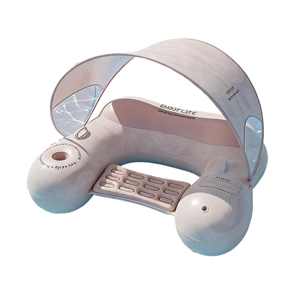 IFRINID Inflatable Pool Lounger with Detachable Sun Canopy, Cup Holder and Handles, Floating Water Recliner for Pool, Beach and Lake