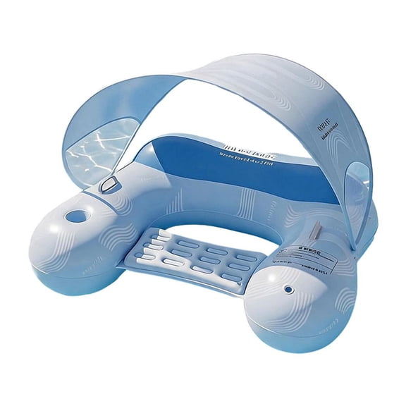 IFRINID Inflatable Pool Lounger with Detachable Sun Canopy, Cup Holder and Handles, Floating Water Recliner for Pool, Beach and Lake
