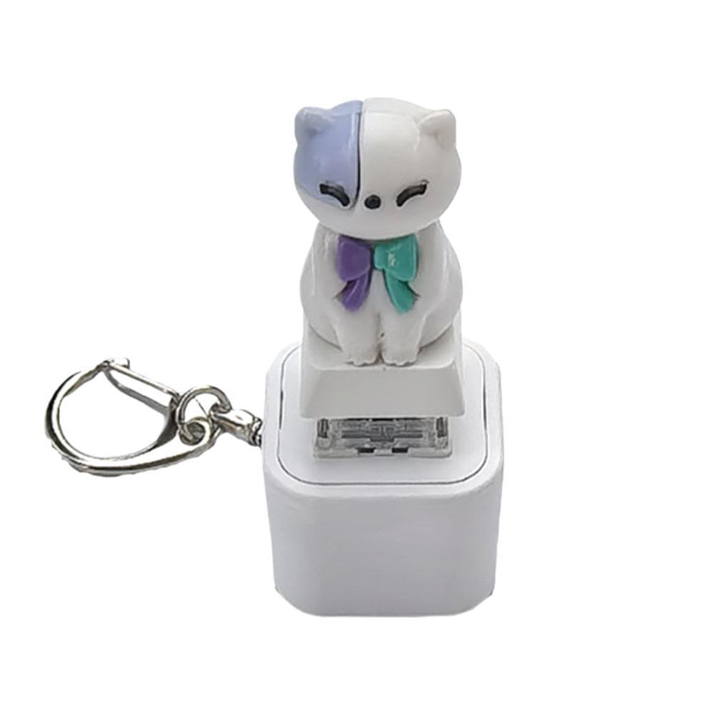 Fidget Button Key Chain IFRINID Keyboard Fidget Keychain, Cartoon Cat Key Ring with Meow Sound ...