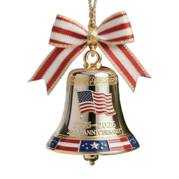IFRINID 250th Anniversary Bell Ornament, Patriotic Metal Hanging Decoration with Ribbon for Christmas Tree, Home Display, 1 Pack