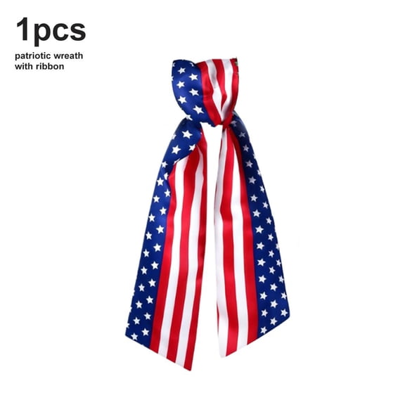 IFRINID Patriotic Decorative Ribbon Bow, Red White and Blue Holiday Wreath Accent for Front Door, Porch and Independence Day Decor