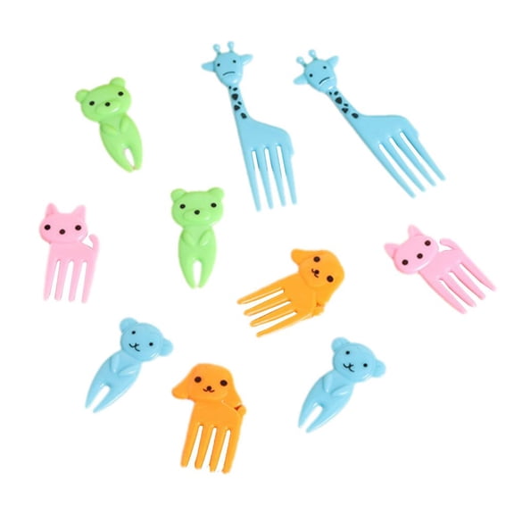 IFRINID Plastic Animal-Shaped Fruit Forks, 10-Pack, Cute Snack Forks for Cake, Cookies, Party Decor