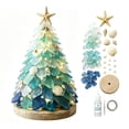 Simplified Shell Image IFRINID Sea Glass Christmas Tree DIY Kit, 7.87 Inch Glass and Shell ...